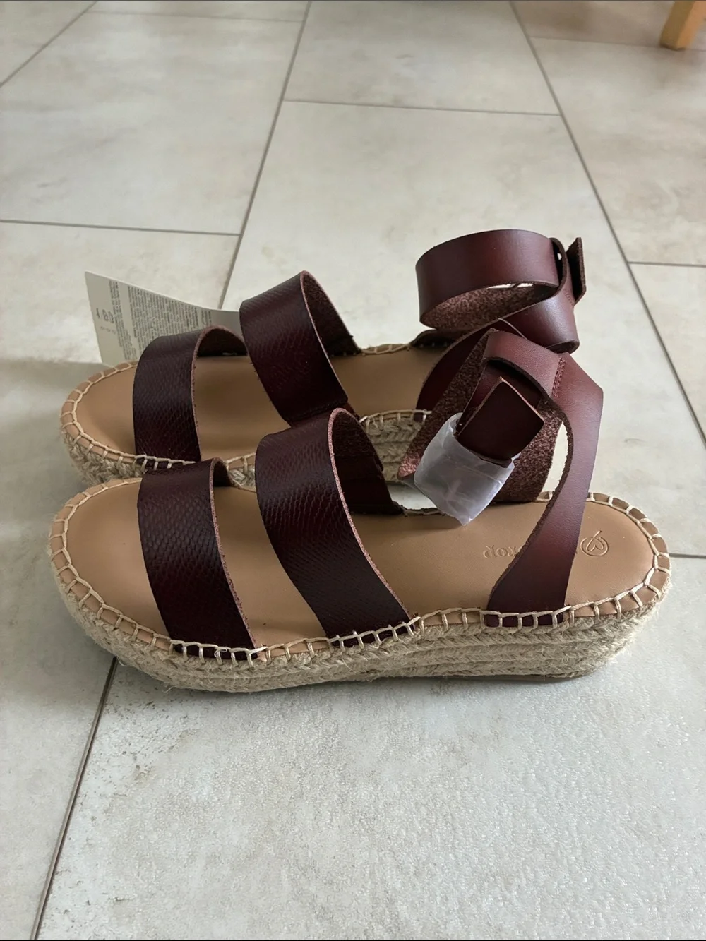NWT Woven Espadrille Platform Sandals in Brown Size 8